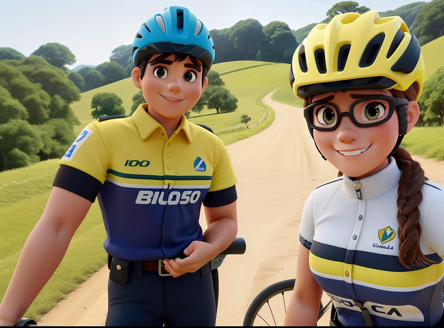 There are two people who stand side by side, imagem de perfil, horseback riding, foto de perfil, ciclismo!!, posing for camera, not cropped, assumindo o controle enquanto sorri, divertindo-se, Colocados, trabalho pioneiro suado e grosseiro