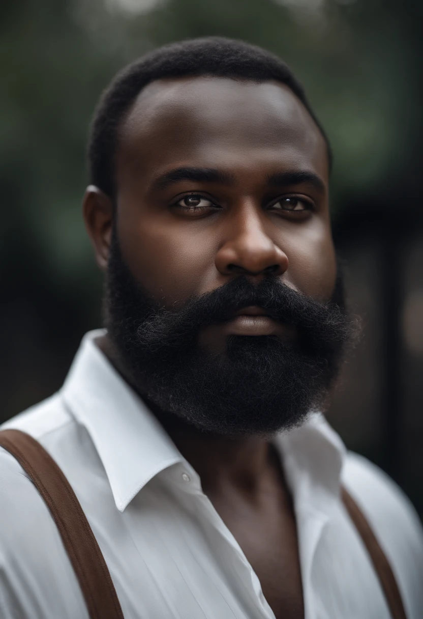 fat African man with beard and mustache in white shirt, Best quality,4K,8k,Very attractive man with beard, well-groomed facial hair, joli, Breathtaking, Realstic, Ultra-realistic image, moustache naturelle, old male,soft portrait shot 8 k, Very detailed portrait, thick mustache, Hyper-realistic style, barbe mince et brillante, poils courts du visage, Bartstoppeln, joli, face detailed, ultra realistic portrait, cheveux gris,elegant suit, ouvrir bouche,