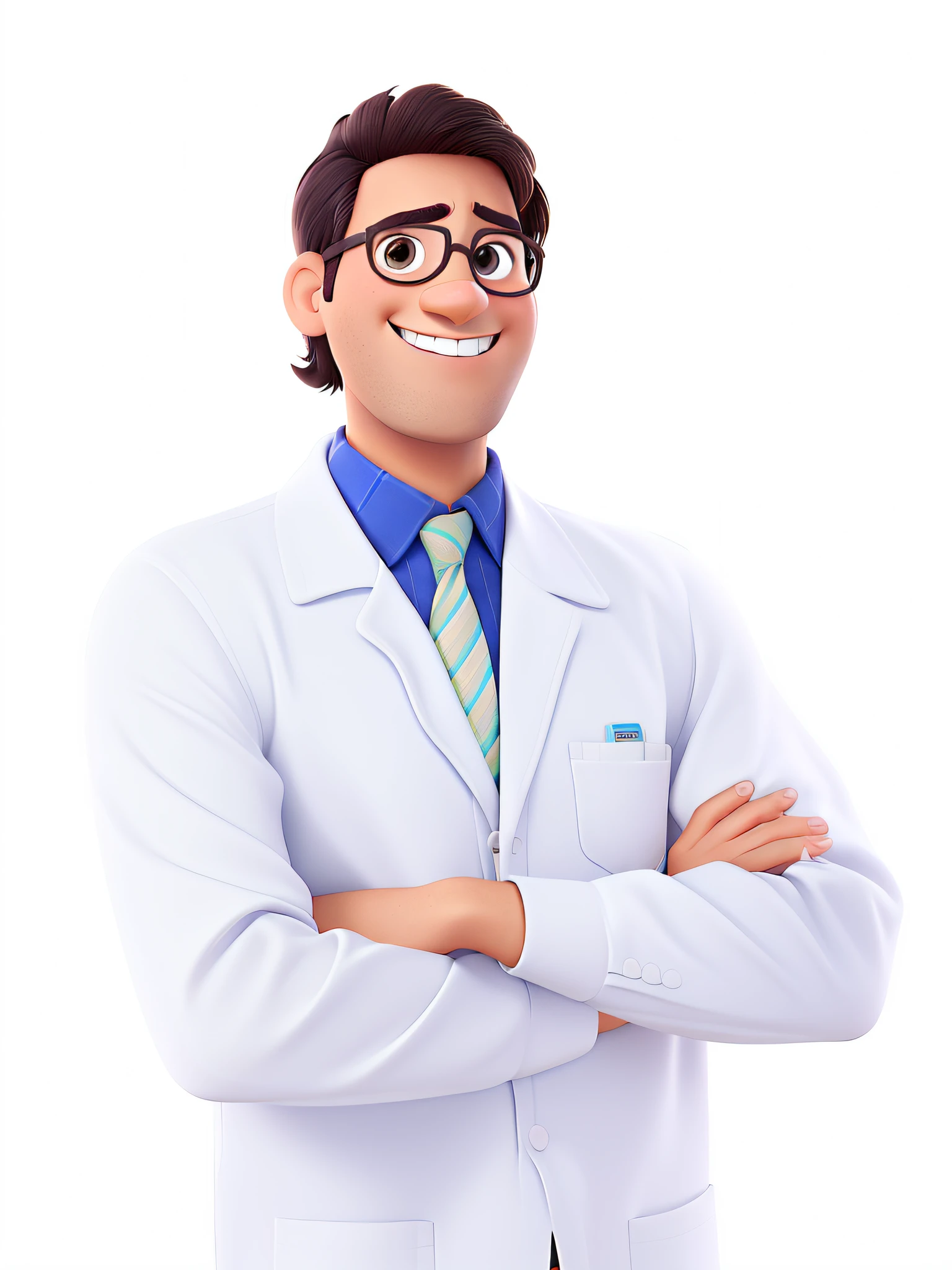 um homem estilo Pixar, nariz fino, Dental Consultant Background, maior qualidade, alta qualidade
