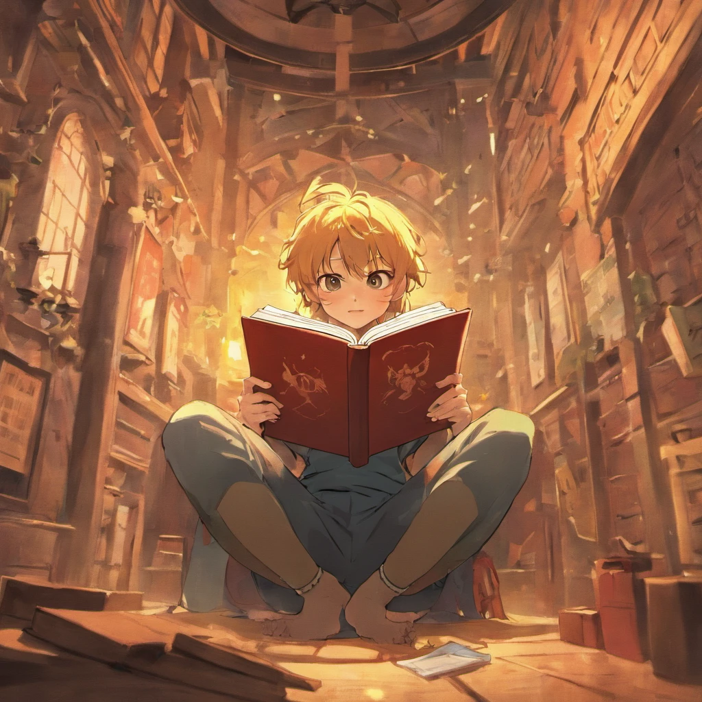 um homem lendo um livro, ::style pixar cartoon