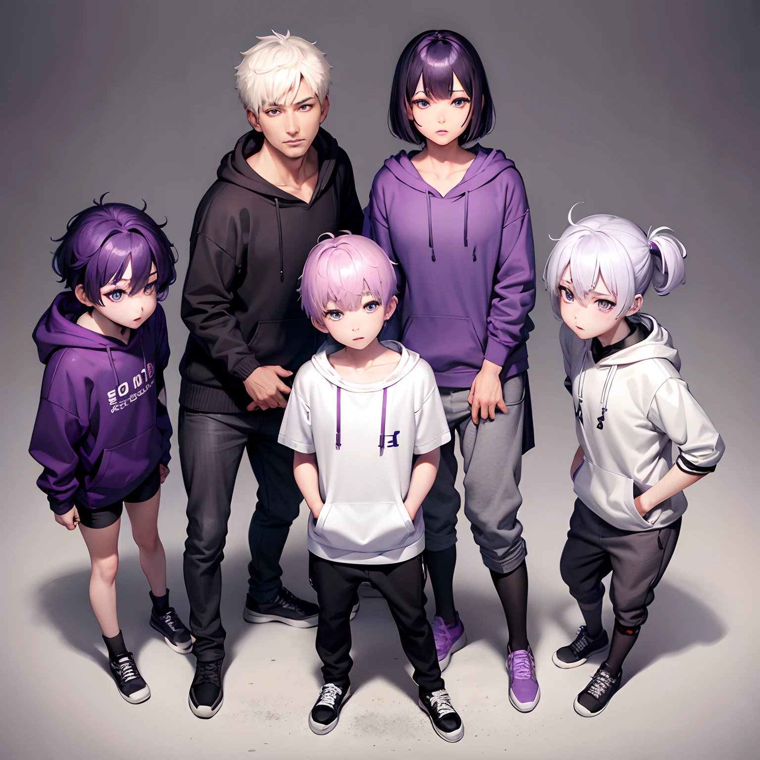 1 Purple Short-Haired Men,grey pupils,Look down,Ultra Clear HD Half Body,Rich in detail,masutepiece。Asia Youth、Shirts and hoodies、Two-block hair