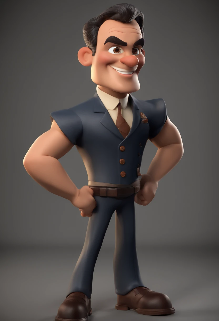 personagem dos desenhos animados de um homem de 47 anos, careca e feliz, uma camisa vermelha, animation character, Caractere estilizado, animation style rendering, 3D estilizado, Arnold Maya render, 3 d render stylized, toon render keyshot, Personagem 3D, Personagem 3D, 3d rendering stylized, 3 d character render, personagem de desenho animado, Personagem de close up, Pose de personagem,  (Estilo Pixar) (master part:1.2) (Bokeh) (best quality) (pele detalhada) (textura detalhada) (8k) (argila) (Cinematic lighting) (foco nítido