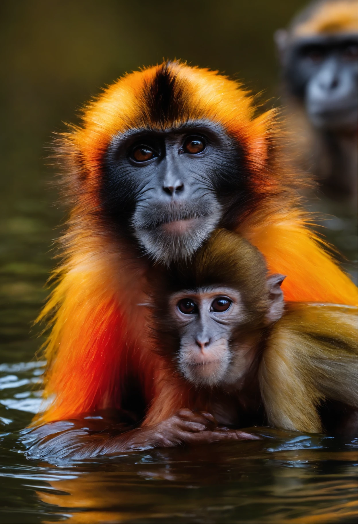 Monkeys soaking in hot springs