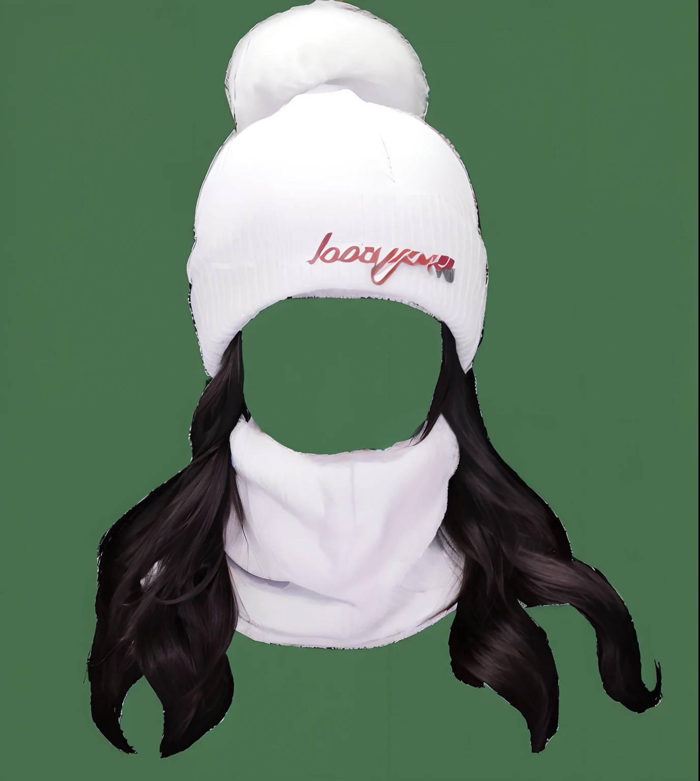 Close-up of a white hat and black hair, wig, with black beanie on head, headpiecehigh quality, # 0 1 7 9 6 F, new design, Porquimane, I love you, 💋 💄 👠 👗, ƒ5.6, Beanie, hat and hoodie, 4 0 9 6, Unique design, y2k design