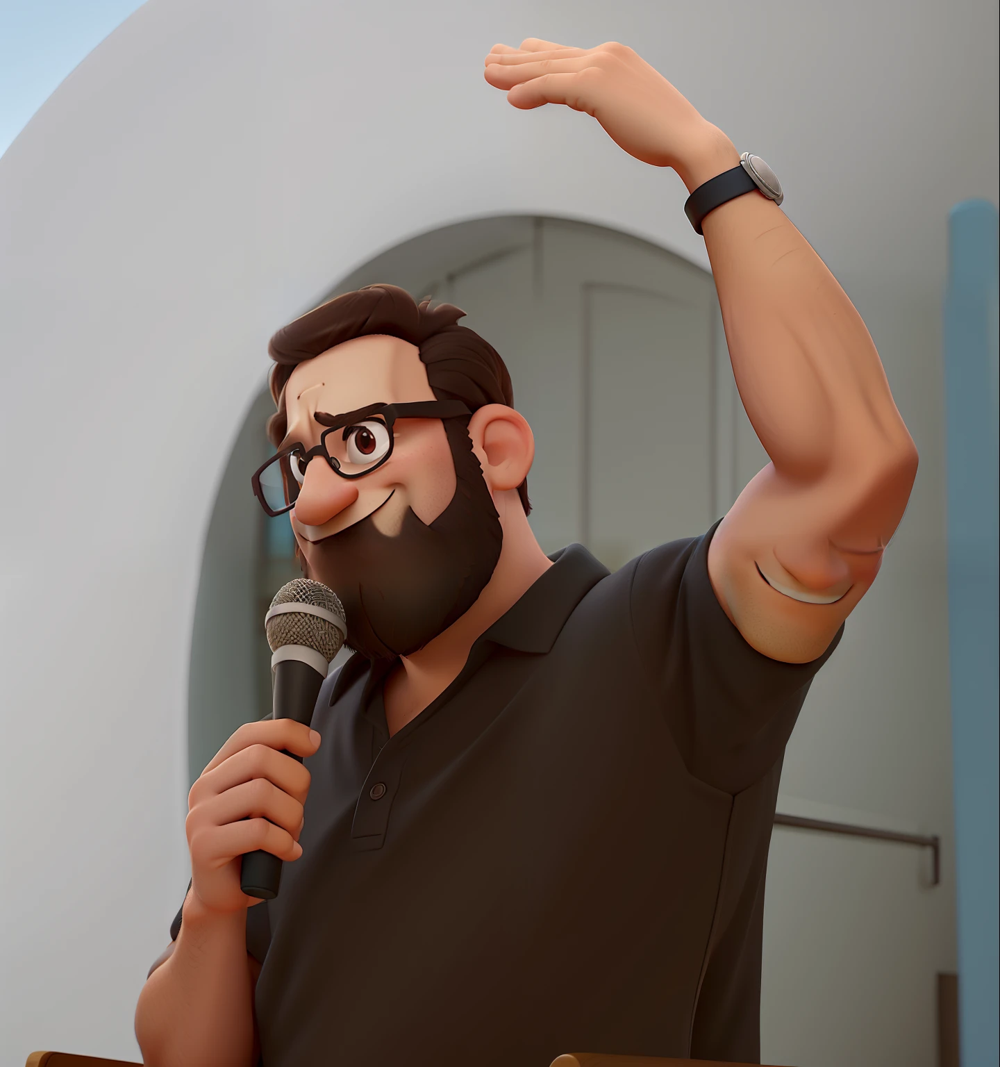 um homem estilo disney pixar, em alta qualidade, oculos redondo
