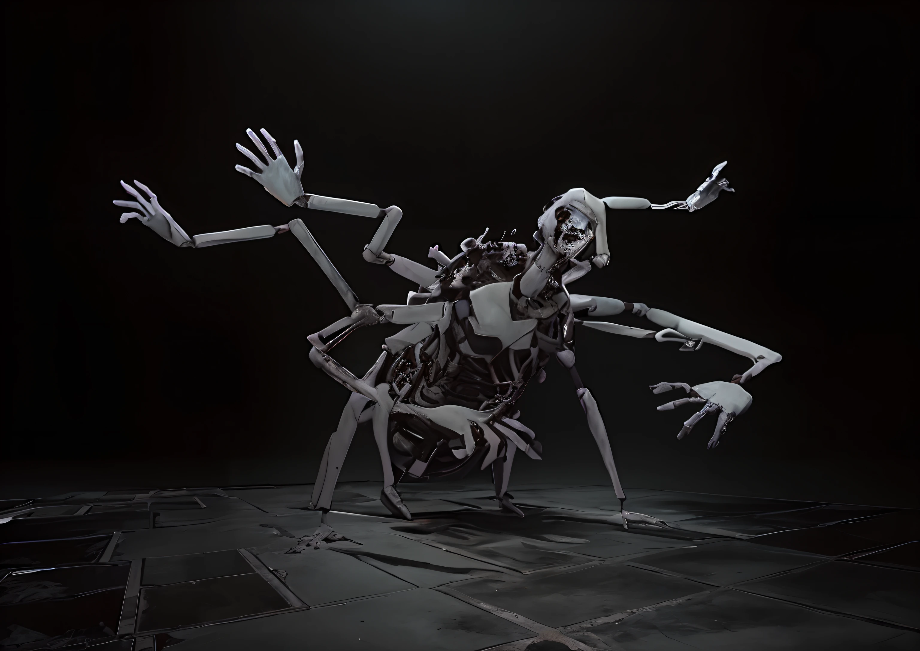 A creature made from pieces of mannequins and metal, fotografia ultra detalhada de um monstro de Silent Hill, estilo instaport de terror, filme de terror, estilo cinema, arte prime, 8k, perfect compositio, Beautiful detailed intricate octane render trend in ArtStation, fotografia de arte 8k, arte conceitual fotorrealista, Perfect cinematic light soft natural volumetric, Chiaroscuro, fotografia premiada, obra-prima, oil on the canvas, Raphael, Caravaggio, Greg Rutkowski, Beeple, Beksinski, Giger, marvelous designer substance, cor da pele realista, maia 8 mil, Personagem 3d realista, rosto altamente detalhado , estilo Desonrado, Personagem Disco Elysium, Art style of Cédric Peyravernay