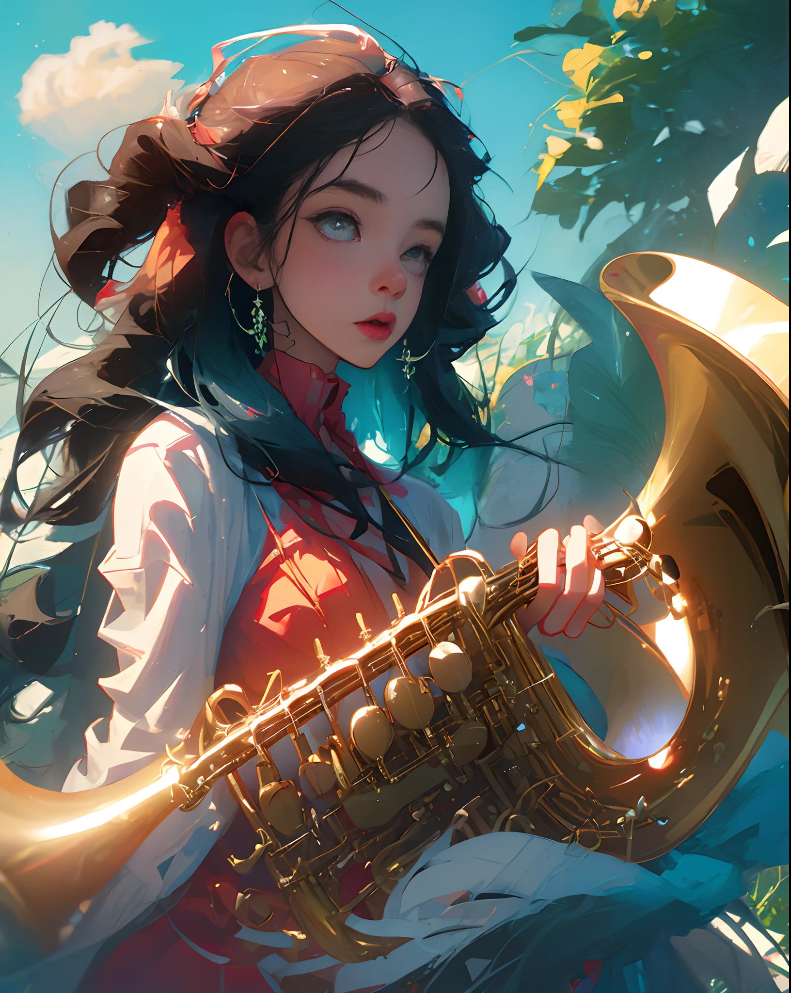 Woman Cool Cartoon Saxophone Music