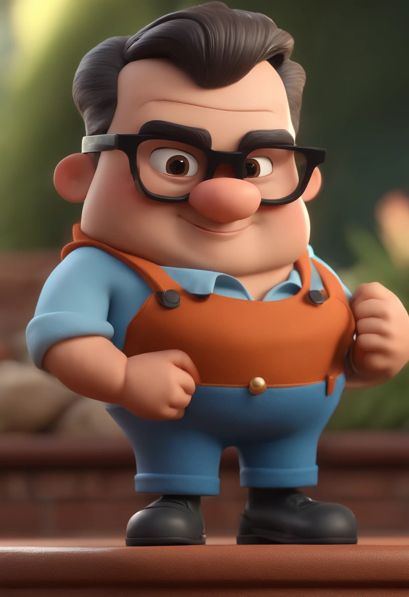 Cartoon character of a man with black glasses and a blue shirt, animation character, Caractere estilizado, animation style rendering, 3D estilizado, Arnold Maya render, 3 d render stylized, toon render keyshot, Personagem 3D, Personagem 3D, 3d rendering stylized, 3 d character render, personagem de desenho animado, Personagem de close up, Pose de personagem,  (Estilo Pixar) (master part:1.2) (Bokeh) (best quality) (pele detalhada) (textura detalhada) (8k) (argila) (Cinematic lighting) (foco nítido