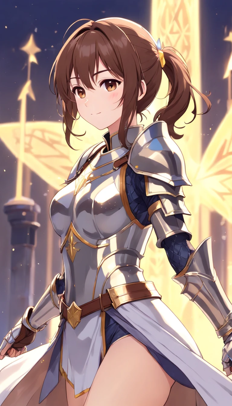 (Perfect Anatomy)、Mastepiece、Ultra High Quality、 8K、masterpiece、Highest quality、Ultra-high resolution、Maximum resolution、Very detailed、Professional Lighting、anime、Adult female、thin、so beautiful、Highly detailed eye、Highly detailed face、Armored Dress, Blue and white armor,，Golden earrings，Frilly Armor，Black Hair, Peach-colored eyes，White underwear、Kimono with a beautiful pattern、kimono、grassland, 