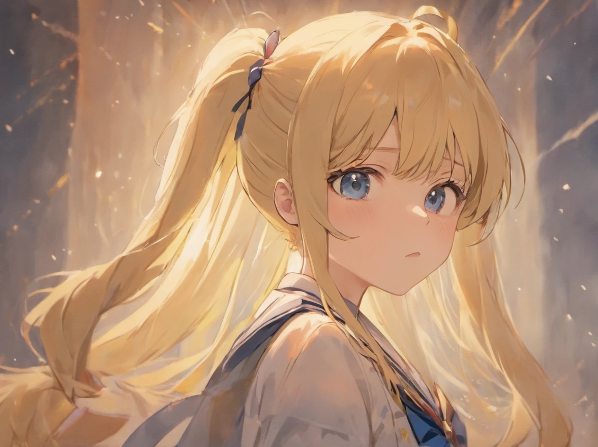 one-girl,Blonde double ponytail hair,sailor uniformm
