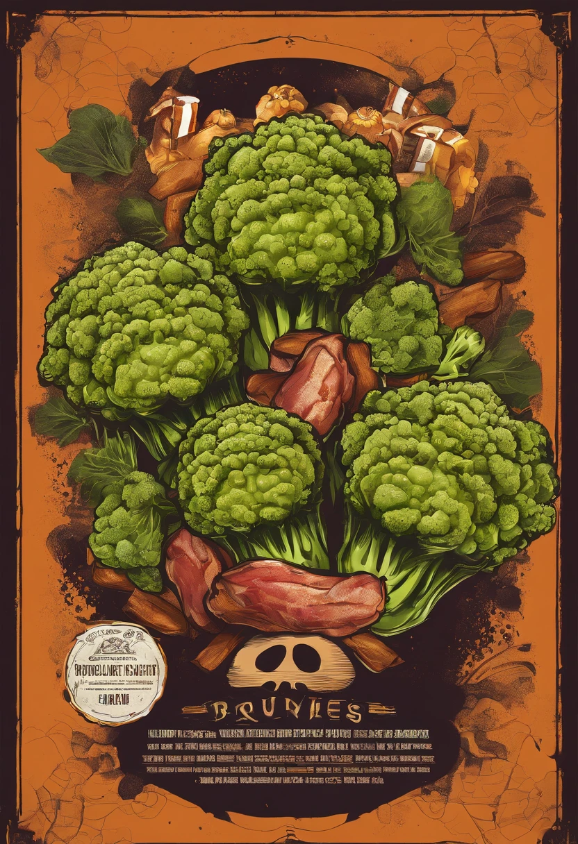 Broccoli stuffed potatoes with bacon halloween style, com catupiry e oregano, em uma embalagem aberta de isopor