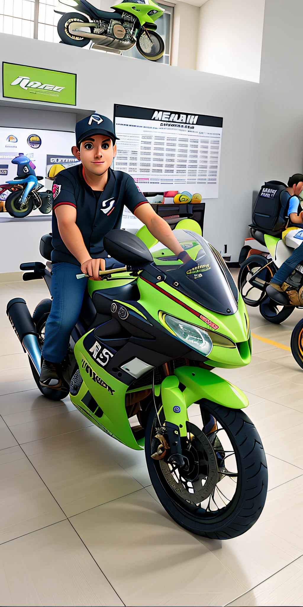 Um motociclista estilo Pixar, alta qualidade, melhor qualidade