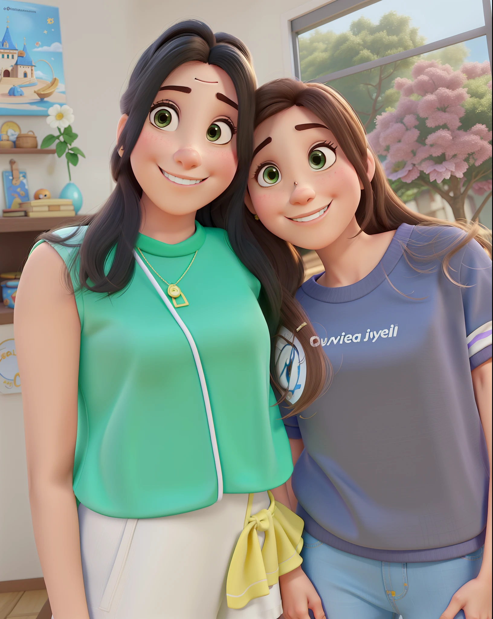 Casal estilo disney pixar melhor qualidade alta qualidade. Duas mulheres jovens casadas e muito felizes