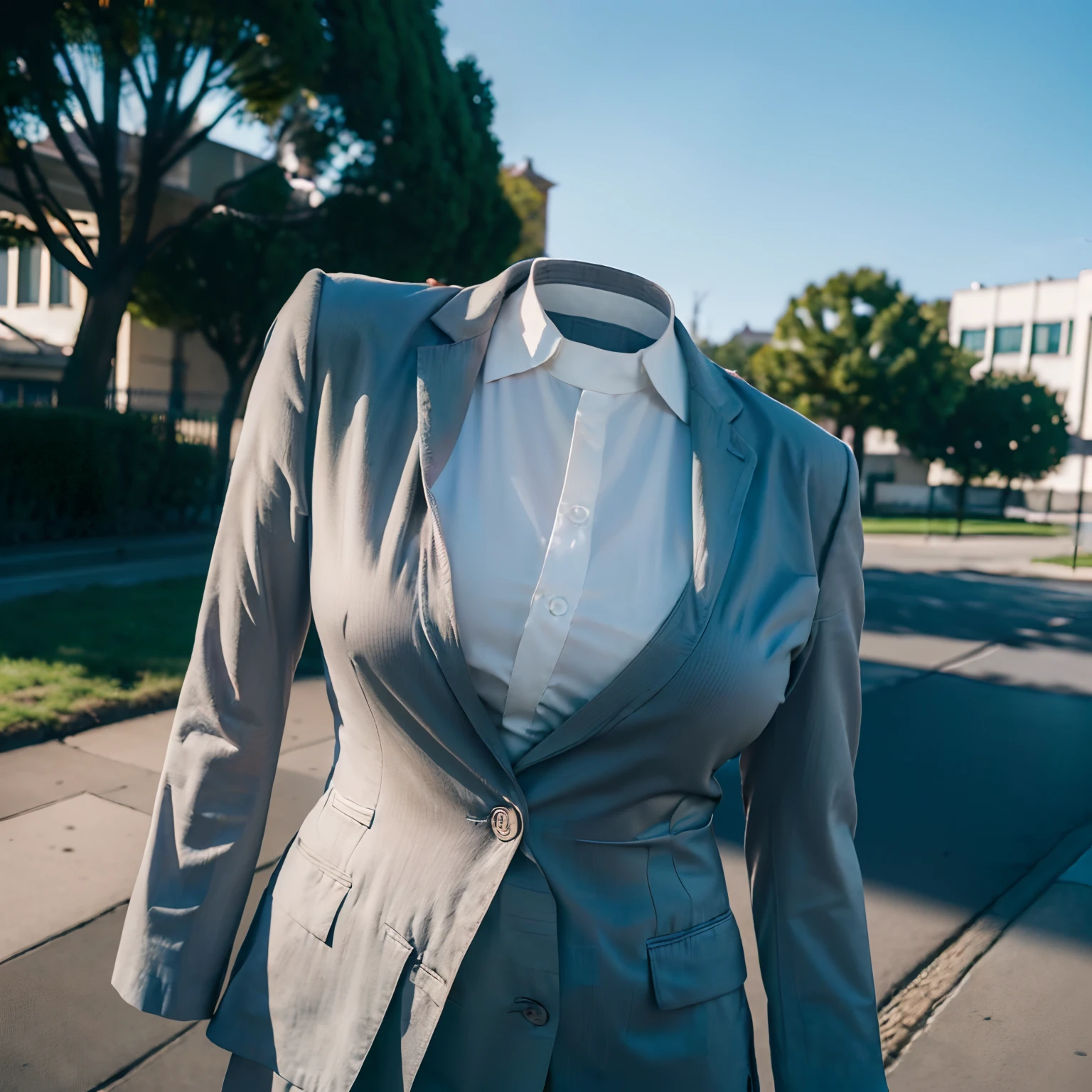 school uniforms, ((invisible, no humans:1.5, headless:1.5, handless, legless)), cute big breasts, (close-up to breast), 
(8k, RAW photo, best quality, masterpiece:1.2), (realistic, photo-realistic:1.37),photon mapping, radiosity, ((Hasselblad photography)), physically-based rendering,