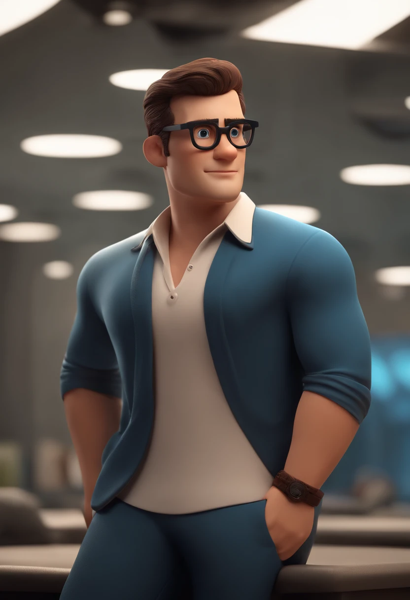 cartoon character of a man with black glasses and a blue shirt, animation character, Stylized character, animation style rendering, 3D stylized, Arnold Maya render, 3d stylized rendering, toon rendering keyshot, 3D Character, 3D Character , Stylized 3D Rendering, 3D Character Rendering, Cartoon Character, Closeup Character, Character Pose, (Pixar Style) (Masterpiece:1.2) (Bokeh) (Best Quality) (Detailed Skin) (Detailed Texture) ( 8k) (clay) (Cinematic lighting) (sharp focus