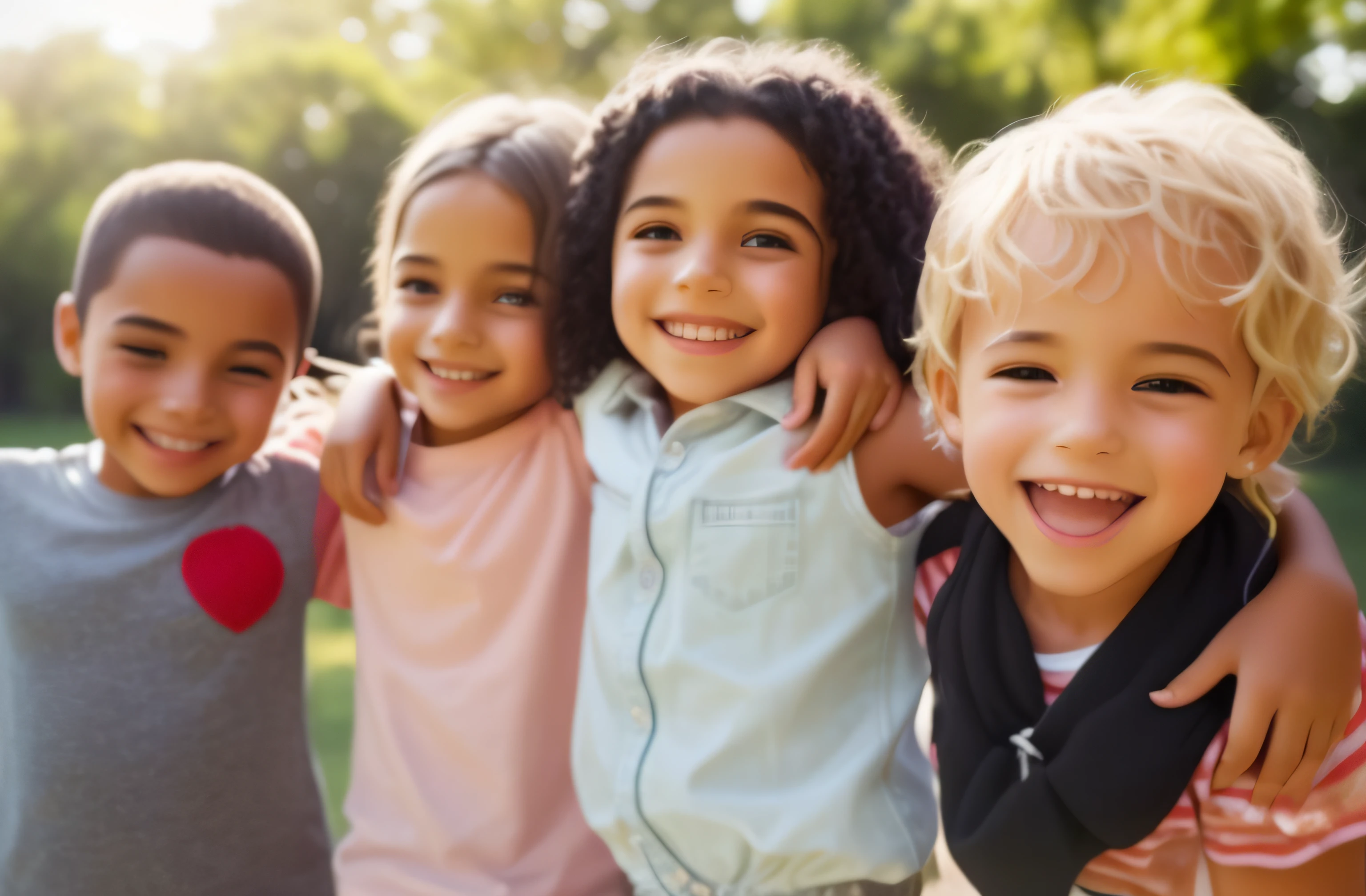 There are many children who are smiling together in the park, diversas idades, divertindo-se, Diferente, garoto feliz, Divirta-se, etnias variadas, infantil, next gen, grupos de humanos felizes, fundo interessante, Imagem promocional, sorrisos brilhantes, gen z, uma imagem, childrens, centro da imagem, Pixabay, childrens, kids playing, miniatura