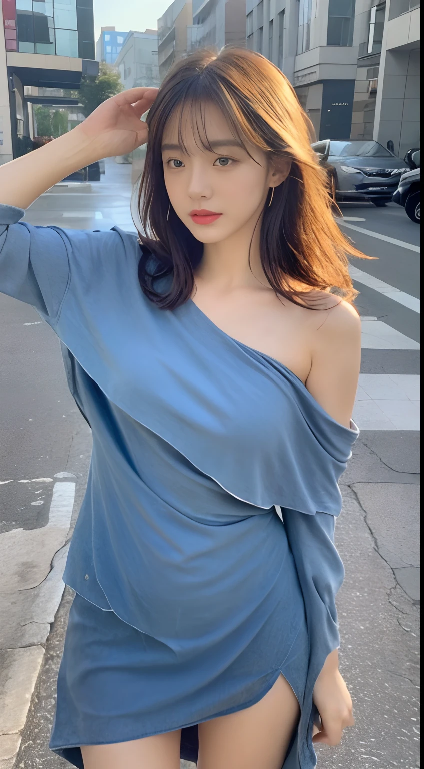 ((Best Quality, 8K, Masterpiece:1.3)), Focus: 1.2, Perfect Body Beauty: 1.4, Buttocks: 1.2, ((Layered Haircut, Breasts: 1.2)), (Wet Clothes: 1.1) , (Rain, Street:1.3), Bandeau Dress: 1.1, Highly Detailed Face and Skin Texture, Delicate Eyes, Double Eyelids, Whitened Skin, Long Hair