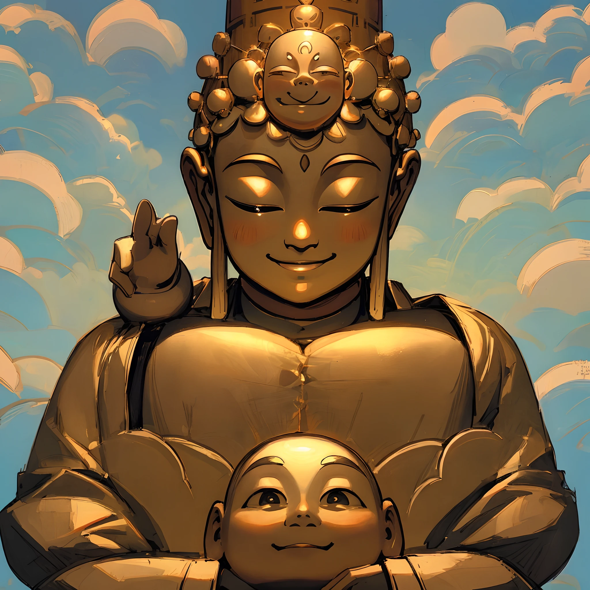 Young smiling Buddha man