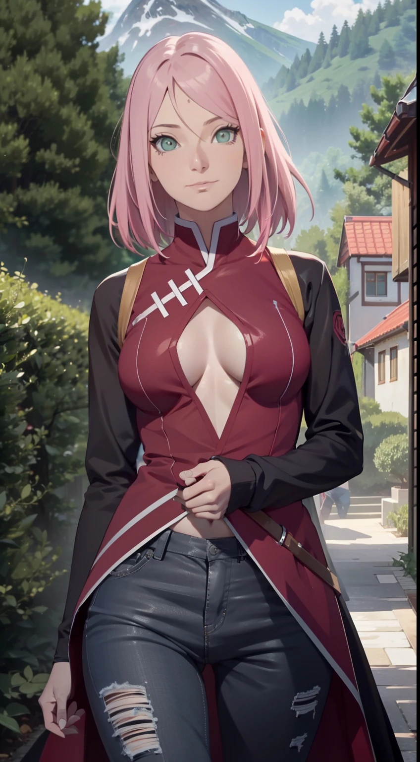 ,Kirschblütenwald, (Hohe Detailgenauigkeit:1 1), Raues Gesicht, natural skin, High quality, NSFW, Naruto Sakura,Ein rosahaariger,kurzes, detailliertes Haar,green eyes,(big boobs:1.2),(Schulterfreie Kleidung:1.5),Auslaufen aus der Schulter,(smil:1.2),Rot im Gesicht sein,(Spaltung:1.4),sexy Figur,Perfect body,gorgeous eyes, (detailliertes Gesicht und Augen), (Das Gesicht: 1 2), Noises,extra, Echtes Foto, ..................PSD, Lampenfilm-Fotografie, Scharfer Fokus, Kontrastreiche Beleuchtung, Empfindliche Haut, High Resolution 8K, Wahnsinnige Details, realistisch, Professionelles Fotoshooting, 8K UHD, Spiegelreflexkamera, Sanfte Beleuchtung, High quality, filmgrain, Fujifilm XT3,Zauberei,Partikel-FX,red tanktop,skinny jeans,show breasts,show ,nudity