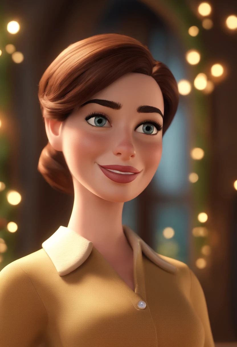 Anne Hathaway（Anne Hathaway）Full-body cartoon characters, an animated character, stylized character, animation style render, Stylized 3D, arnold maya render, 3 d render stylized, toon render keyshot, 3d character, 3d character, 3D rendering stylized, 3 d character render, cartoon character, Close-up characters, Character pose,  (pixar-style) (Master parts:1.2) (Bokeh) (Best quality) (Detailed skins) (Detail texture) (8K) (Clay) (Cinematic lighting) (foco nítido