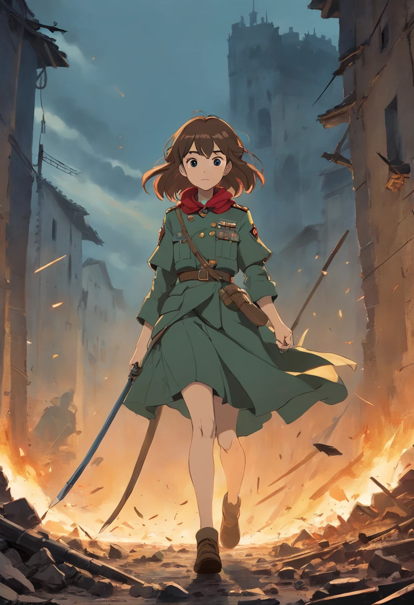 In a war-torn battlefield of the infamous Battle of Verdun, during the era of the German Empire's Second Reich, a female pervert soldier stands as a haunting symbol of adversity and resilience. Her piercing gaze and devilish smile capture both the insanity and twisted charm of the war. Dressed in a tattered German army uniform, she exudes a sense of both vulnerability and audacity. With each step she takes, the chaotic surroundings amplify her presence, amplifying the horrors of the battle. The scene is bathed in a somber and desolate color palette, reflecting the grim reality of war. The lighting casts long, dramatic shadows, accentuating the depth and intensity of the scene. The artwork itself is created using mediums that evoke a sense of gritty realism, such as detailed pencil sketches combined with digitally enhanced elements. The result is a high-quality, 4K masterpiece that captures the essence of the time period and the juxtaposition of the ordinary and the extraordinary in a war zone.