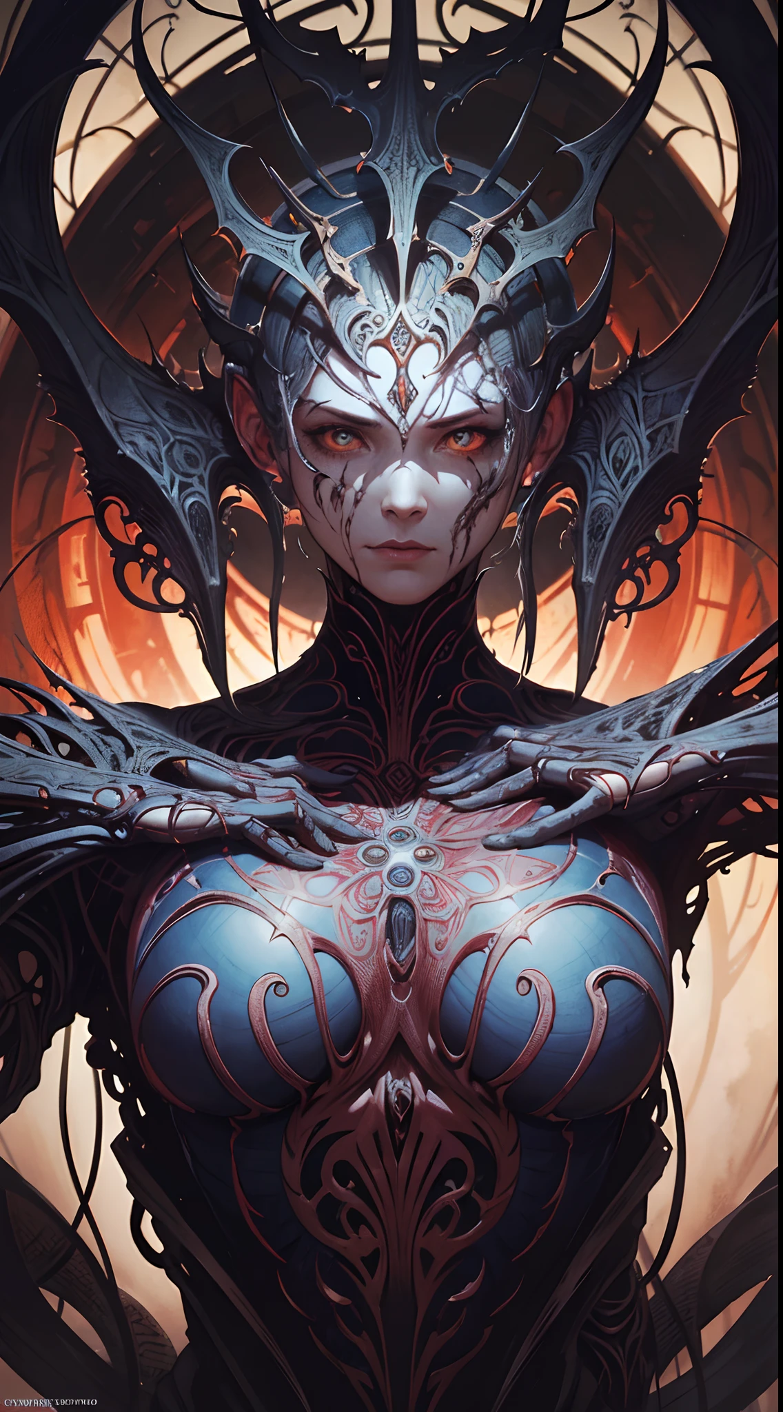 (body horror:1.4), (biomachine:1.3), (bloody:1.2), living being, (colorful:1.2), Hans Giger, many hands, (zentangle:1.2),
oil on matte canvas, sharp details intricate, highly detailed, digital painting, rich color, smooth, sharp focus, illustration, Unreal Engine 5, 8K, art by artgerm and greg rutkowski and alphonse mucha
(masterpiece,detailed,highres:1.2),