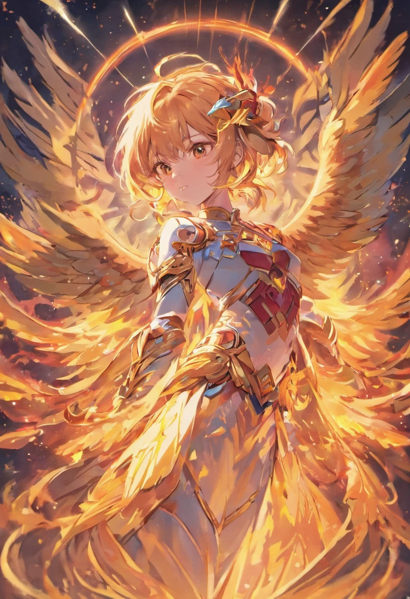 (Divine bird),(Fire Phoenix),(The fire light outlined the body of the phoenix),The phoenix flaps its wings,(Shining with golden light),Solo,nigth,Multiple silhouettes,First-person elevation angle,super detailing,best qualtiy,Masterpiece,(8K),Extremely detailed,Epic artwork