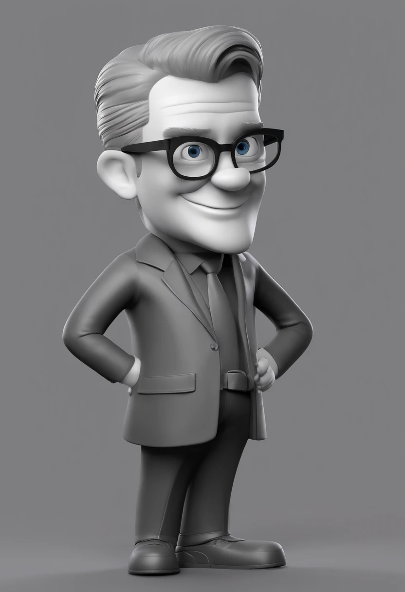 Cartoon character of a man wearing black glasses, com barba na cor branca, rosto redondo e uma camisa azul, um personagem animado, Caractere estilizado, animation style rendering, 3D estilizado, Arnold Maya render, 3 d render stylized, toon render keyshot, Personagem 3D, Personagem 3D, 3d rendering stylized, 3 d character render, personagem de desenho animado, Personagem de close up, Pose de personagem, (Estilo Pixar) (master part:1.2) (Bokeh) (best quality) (pele detalhada) (textura detalhada) (8k) (argila) (Cinematic lighting) (foco nítido，Senta e vaza a parte superior do corpo