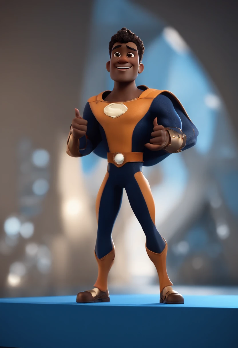 personagem dos desenhos animados de um homem negro e uma camisa azul, animation character, Caractere estilizado, animation style rendering, 3D estilizado, Arnold Maya render, 3 d render stylized, toon render keyshot, Personagem 3D, Personagem 3D, 3d rendering stylized, 3 d character render, personagem de desenho animado, Personagem de close up, Pose de personagem,  (Estilo Pixar) (master part:1.2) (Bokeh) (best quality) (pele detalhada) (textura detalhada) (8k) (argila) (Cinematic lighting) (foco nítido