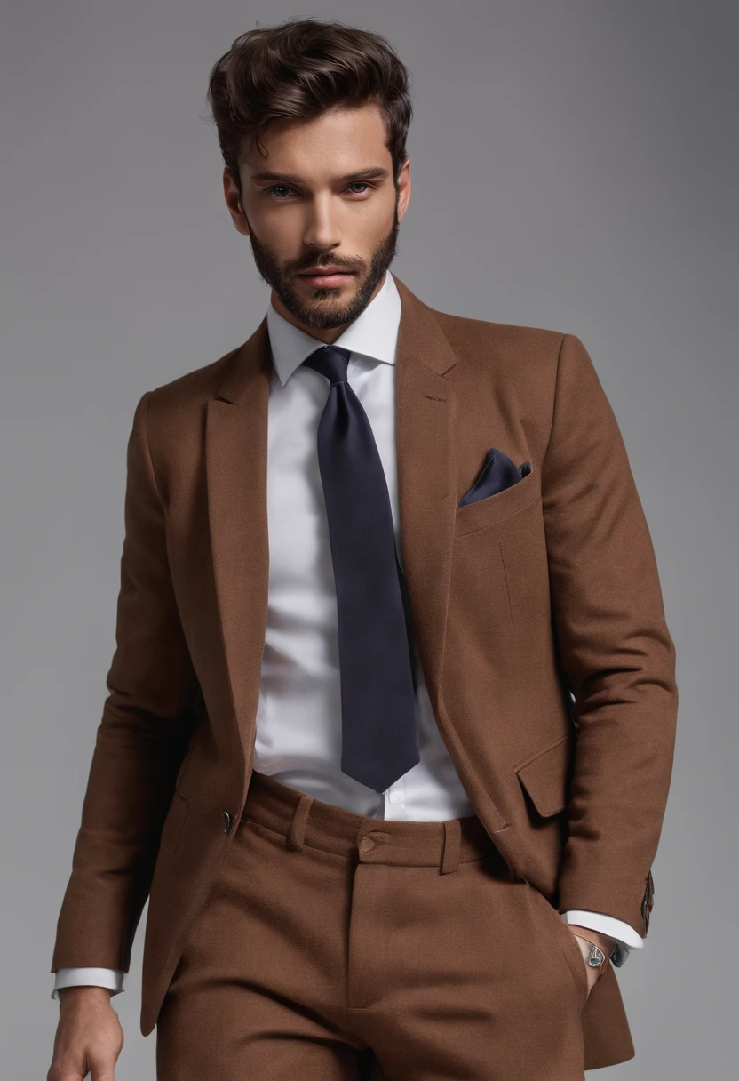 homem de pele marrom,Physically well built, barba muito curta,em breve,black business costume, ossos da bochecha alta,