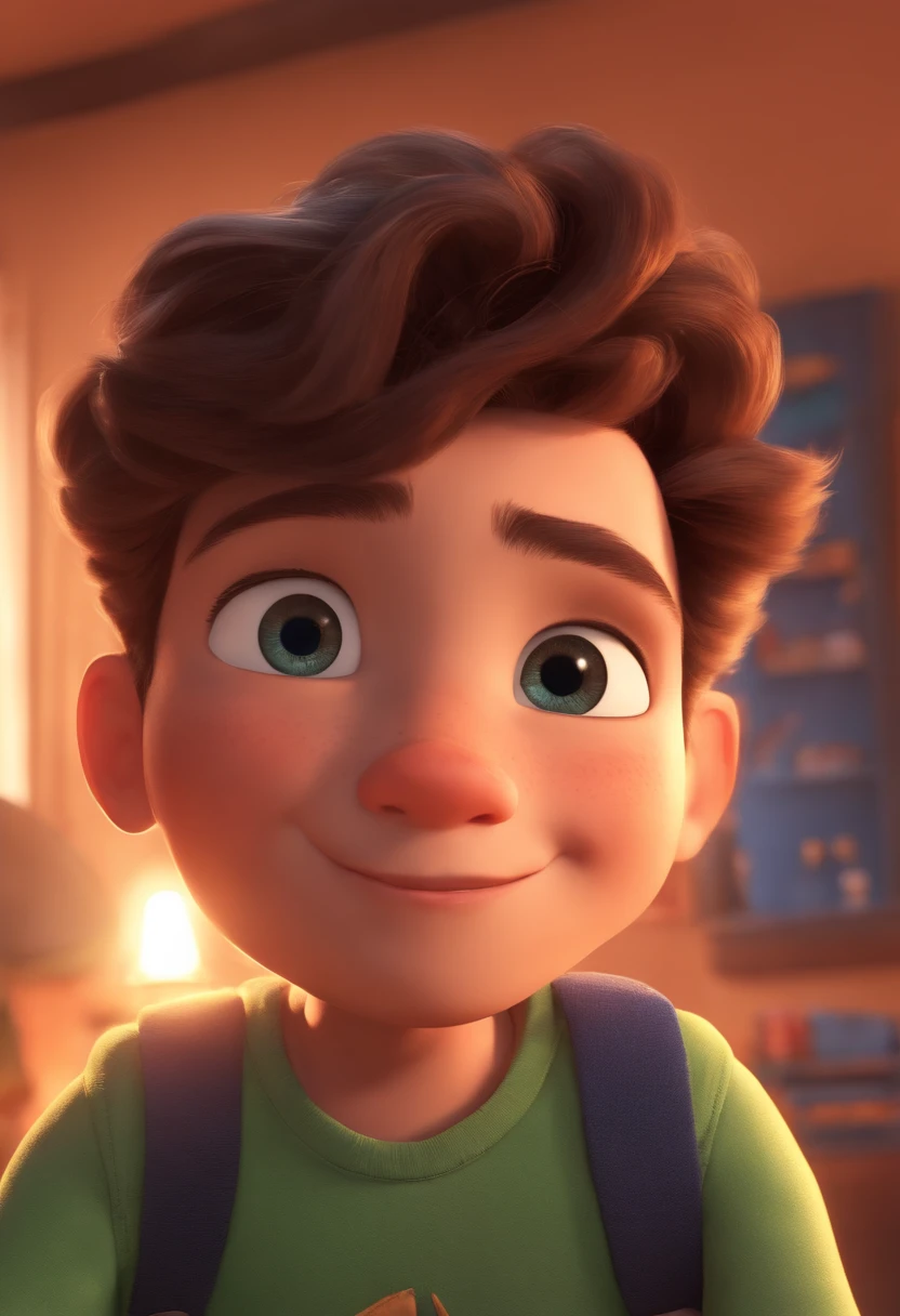 Image of a boy for a story in a YouTube video in Pixar format, He's the little allabester, He's the class leader, He's outgoing, Playful and gets up for a lot of things