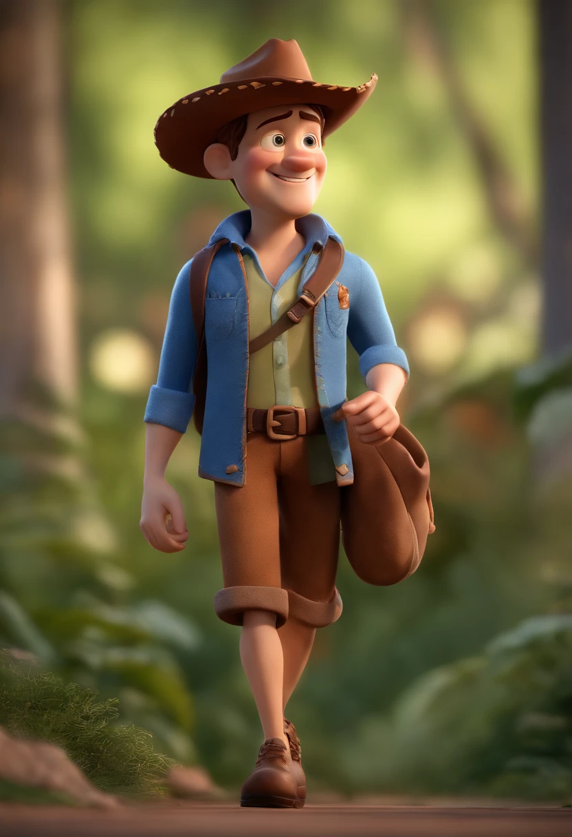 e uma camisa azul, um personagem animado, Caractere estilizado, animation style rendering, 3D estilizado, Arnold Maya render, 3 d render stylized, toon render keyshot, Personagem 3D, Personagem 3D, 3d rendering stylized, 3 d character render, personagem de desenho animado, Personagem de close up, Pose de personagem, (Estilo Pixar) (master part:1.2) (Bokeh) (best quality) (pele detalhada) (textura detalhada) (8k) (argila) (Cinematic lighting) (foco nítido，Senta e vaza a parte superior do corpo