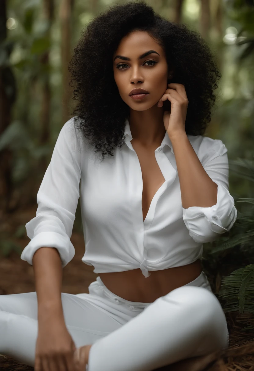 Mulher bonita, brown skin and long braid hair, roupa casual e sexy, olhos castanhos e corpo mediano, bonita linda e sensual de corpo inteiro dentro de uma sala de estar, cute feet
