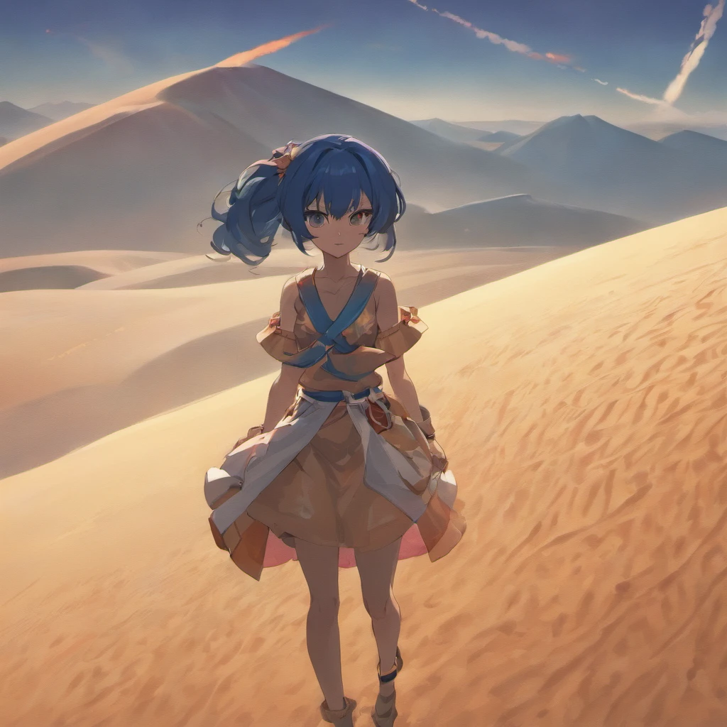 Aerial view of the vast desert sandtops,There is no end in sight、Look down from above、highly detailed back ground,Realistic,ultra - detailed,Super detailed skin,light glow,filmgrain,Expro II,Lens flare,Sharpen,cinematic shadow