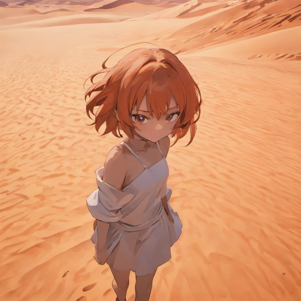 Aerial view of the vast desert sandtops,There is no end in sight、Look down from above、highly detailed back ground,Realistic,ultra - detailed,Super detailed skin,light glow,filmgrain,Expro II,Lens flare,Sharpen,cinematic shadow