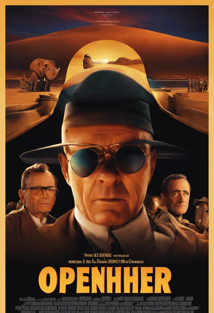filme Oppenheimer 2023 estilo filmes Pixar, Com nome "Oppenheimer", poster, with credits