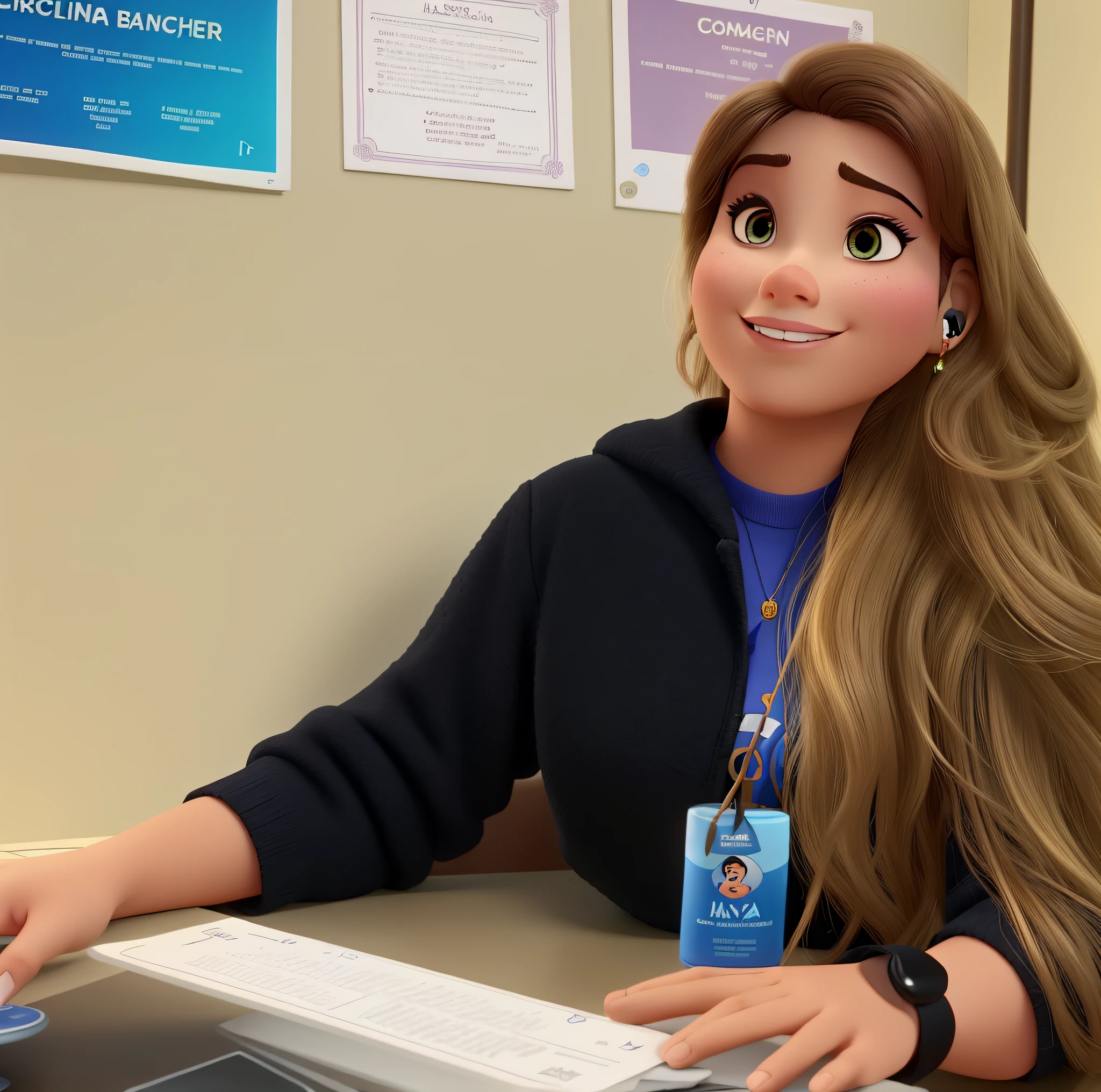 Um mulher branca estilo disney pixar, alta qualidade, melhor qualidade