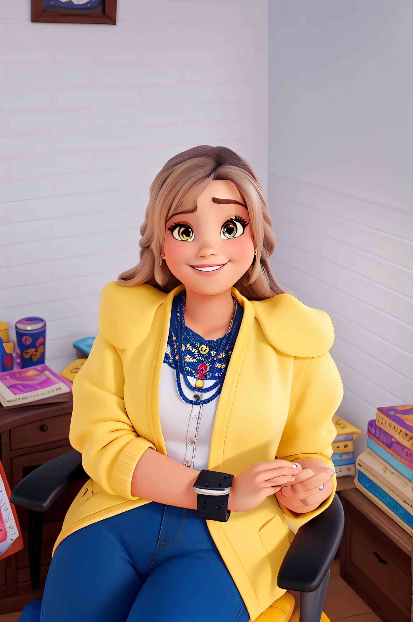 Uma mulher loira estilo disney pixar, alta qualidade, melhor qualidade