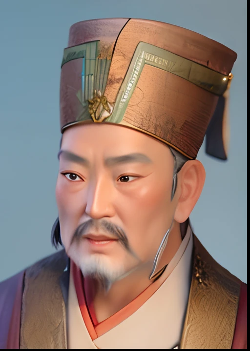 Close-up of man in hat, feng shu, by Xuande Emperor, hua cheng, confucius and jury trial, by Emperor Huizong of Song, zhang daqian, Xianxia, Ming dynasty, yuan - ti, Song Dynasty, Tang dynasty, guangjian huang, inspired by Xuande Emperor, Yang Qi，3 d model，UE4 engine，Realistic PBR material,Canon 85mm，