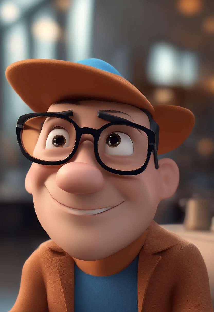 Cartoon character of a man with black glasses and a blue shirt, animation character, Caractere estilizado, animation style rendering, 3D estilizado, Arnold Maya render, 3 d render stylized, toon render keyshot, Personagem 3D, Personagem 3D, 3d rendering stylized, 3 d character render, personagem de desenho animado, Personagem de close up, Pose de personagem,  (Estilo Pixar) (master part:1.2) (Bokeh) (best quality) (pele detalhada) (textura detalhada) (8k) (argila) (Cinematic lighting) (foco nítido