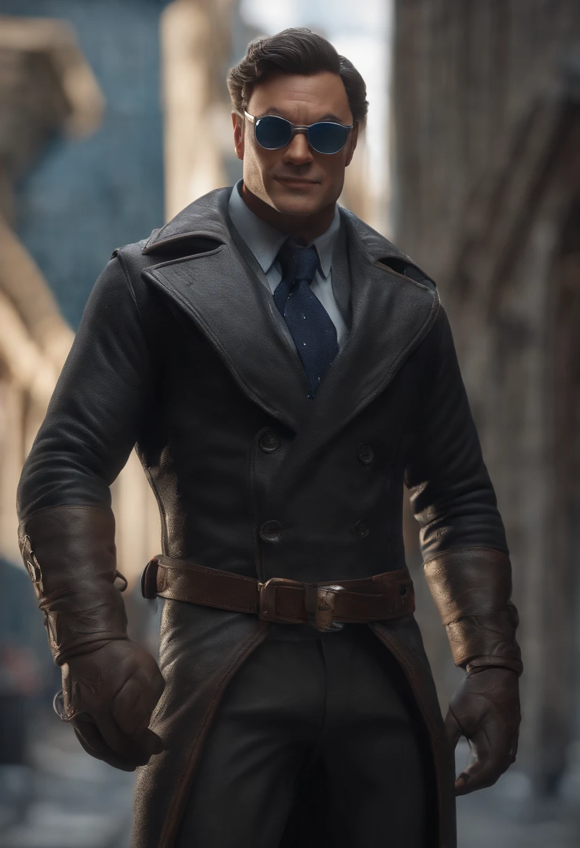 Cartoon character of a man in black glasses and a blue shirt, anime character, Stylized characters, Animation-style rendering, stylized 3 d, Arnold Maya Render, 3 d render stylized, Toon Render Keyshot, 3d character, 3d character, 3 d render stylized, 3 d character render, Cartoon characters, close up character, Character Pose, (Pixar Style) (Master Part:1.2) (Bokeh) (Best Quality) (Detail skin) (detailed texture) (8K) (clay) (Cinematic lighting) (foco nítido,Sit down and hollow your upper body.
