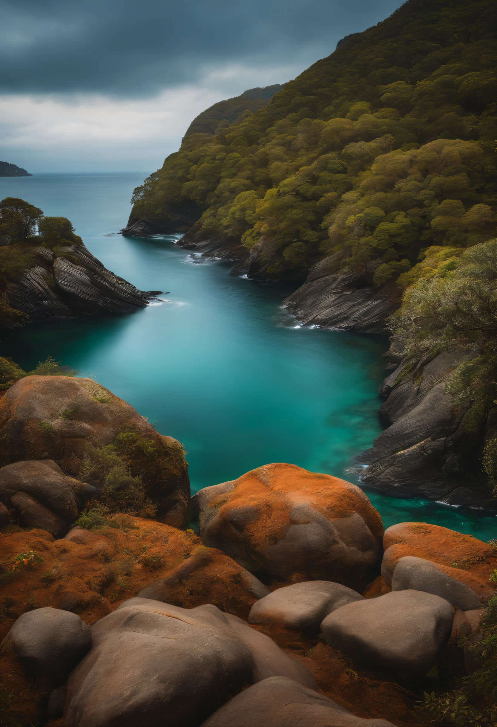 paisagem com um paredao de pedras e uma cacheira muito alta e um casal fazendo uma self