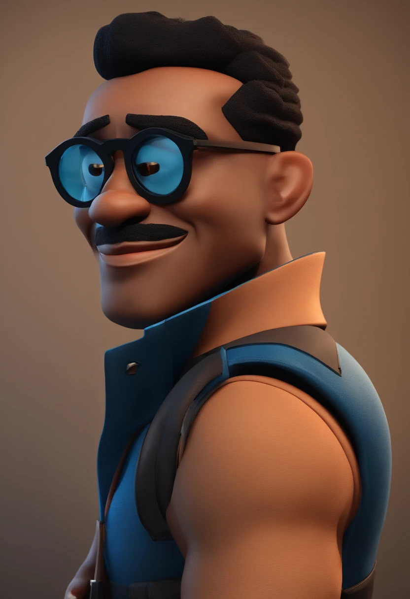 Cartoon character of a man with black glasses, barba grande preta, with a black cap and a blue shirt, junto com ela uma mulher jovem, cabelo preto grande e um fusca vermelho, animation character, Caractere estilizado, animation style rendering, 3D estilizado, Arnold Maya render, 3 d render stylized, toon render keyshot, Personagem 3D, Personagem 3D, 3d rendering stylized, 3 d character render, personagem de desenho animado, Personagem de close up, Pose de personagem,  (Estilo Pixar) (master part:1.2) (Bokeh) (best quality) (pele detalhada) (textura detalhada) (8k) (argila) (Cinematic lighting) (foco nítido