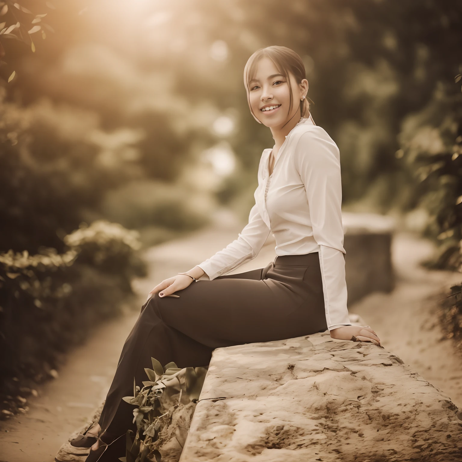 RAW photo, 8k uhd, dslr, soft lighting, high quality, film grain, masterpiece, 1girl, young girl, beatiful smile original, face original day view background on normal smile