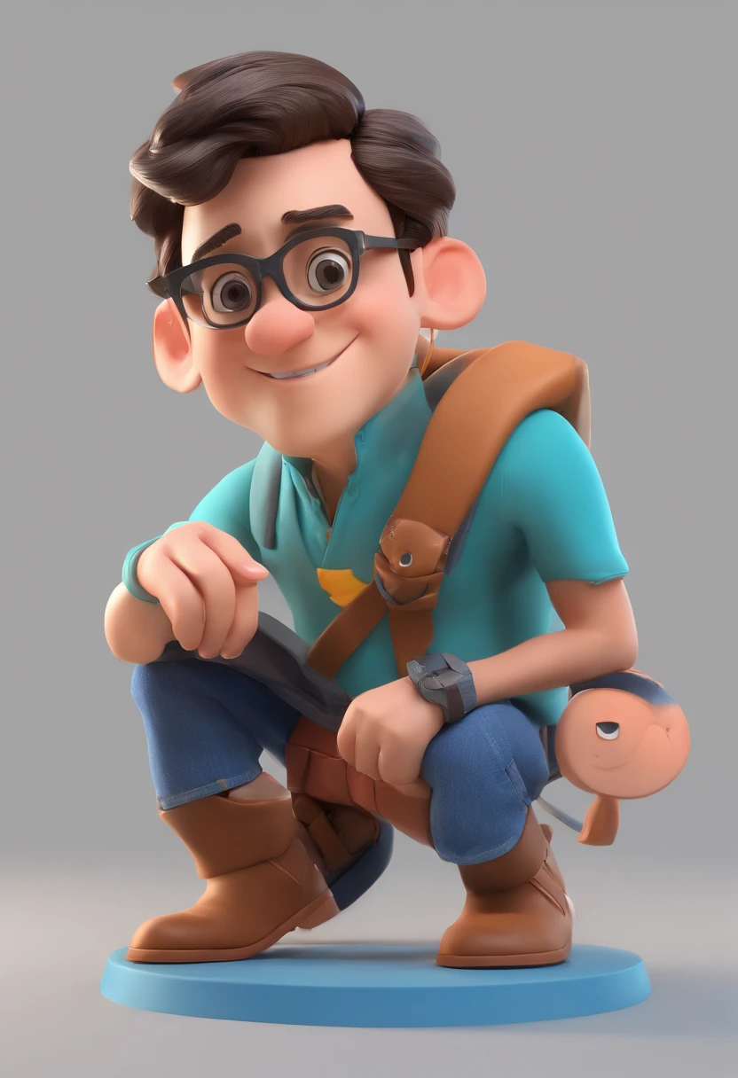 Cartoon character of a man in black glasses and a blue shirt, anime character, Stylized characters, Animation-style rendering, stylized 3 d, Arnold Maya Render, 3 d render stylized, Toon Render Keyshot, 3d character, 3d character, 3 d render stylized, 3 d character render, Cartoon characters, close up character, Character Pose, (Pixar Style) (Master Part:1.2) (Bokeh) (Best Quality) (Detail skin) (detailed texture) (8K) (clay) (Cinematic lighting) (foco nítido,Sit down and hollow your upper body.