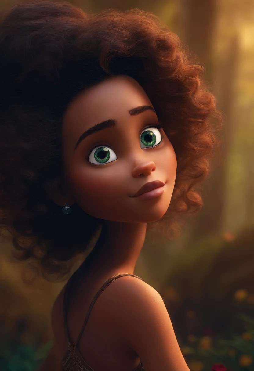 pixar mulher cabelo ondulado castanho escuro olhos castanhos