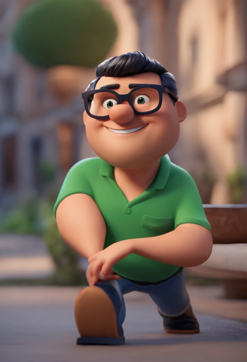 Cartoon character of a man with black glasses and a blue shirt, animation character, Caractere estilizado, animation style rendering, 3D estilizado, Arnold Maya render, 3 d render stylized, toon render keyshot, Personagem 3D, Personagem 3D, 3d rendering stylized, 3 d character render, personagem de desenho animado, Personagem de close up, Pose de personagem,  (Estilo Pixar) (master part:1.2) (Bokeh) (best quality) (pele detalhada) (textura detalhada) (8k) (argila) (Cinematic lighting) (foco nítido