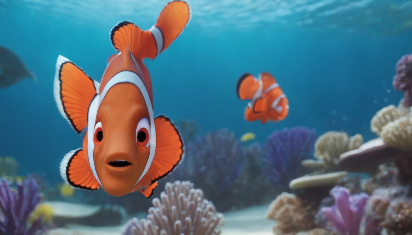 Disney Pixar movie Finding Nemo "Theyllon" 23-year-old man who enjoys filming ,tem cabelos amarados gosta de camisa preta cor da pele branca com sardas e com sapatos que combina com a roupa