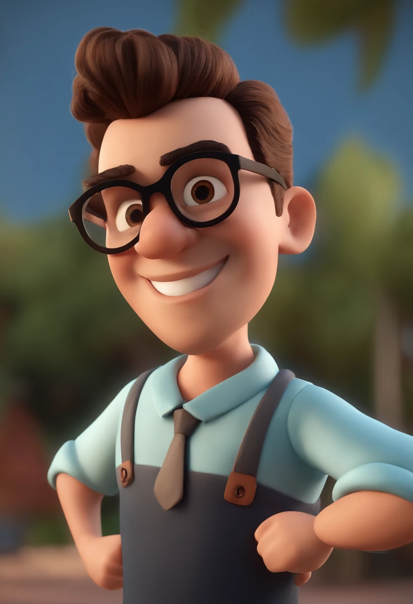 Cartoon character of a man with black glasses and a blue shirt, animation character, Caractere estilizado, animation style rendering, 3D estilizado, Arnold Maya render, 3 d render stylized, toon render keyshot, Personagem 3D, Personagem 3D, 3d rendering stylized, 3 d character render, personagem de desenho animado, Personagem de close up, Pose de personagem, (Estilo Pixar) (master part:1.2) (Bokeh) (best quality) (pele detalhada) (textura detalhada) (8k) (argila) (Cinematic lighting) (foco nítido