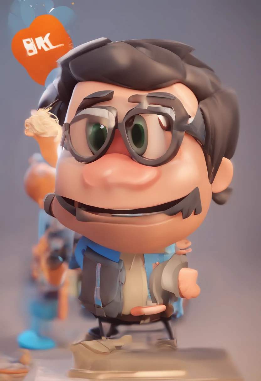 Cartoon character of a man in black glasses and a blue shirt, anime character, stylized character, Animation-style rendering, stylized 3 d, Arnold Maya Render, 3 d render stylized, Toon Render Keyshot, 3d character, 3d character, 3 d render stylized, 3 d character render, Cartoon characters, close up character, Character Pose, (Pixar Style) (Master Part:1.2) (Bokeh) (Best Quality) (Detail skin) (detailed texture) (8K) (clay) (Cinematic lighting) (foco nítido，Sit down and clear your upper body..